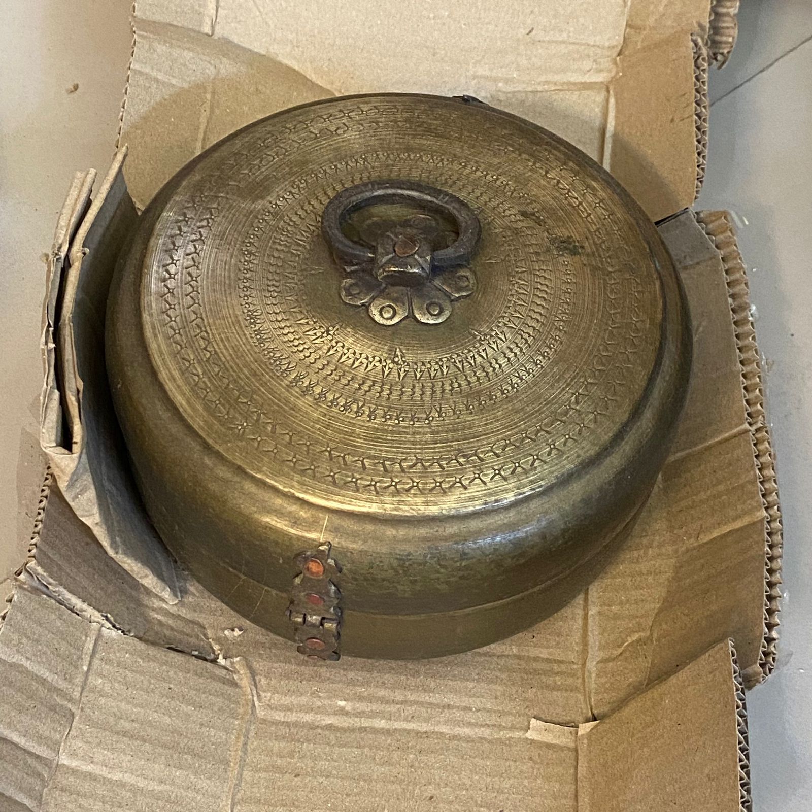 Old Vintage Brass Chapati Box